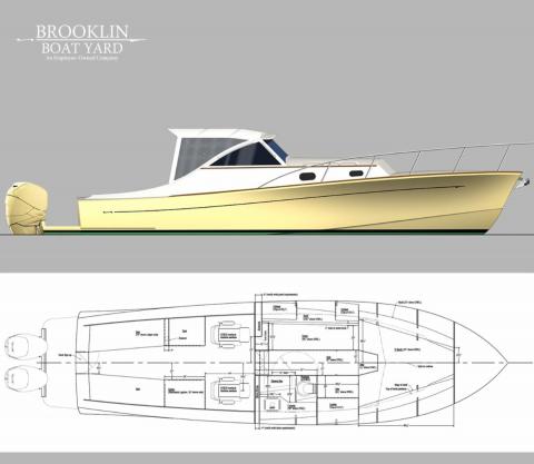 Express Cruiser under construction at Brooklin Boat Yard