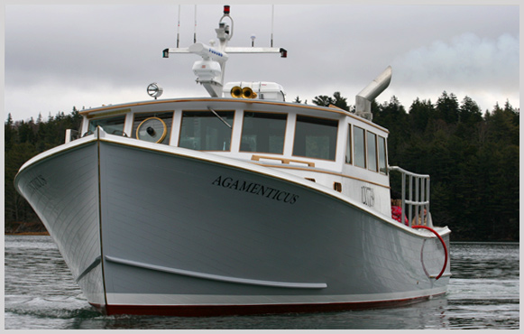 wooden lobsterboat launching