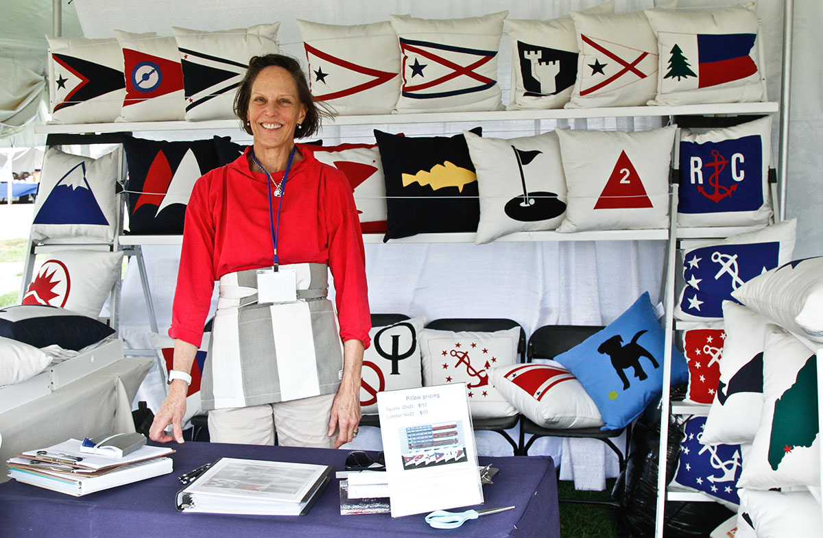 Exhibitor booth with nautical flags