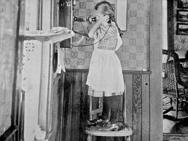 Jenny Hilton taking a message from Bea, the Ma Bell operator. Hilton family photo