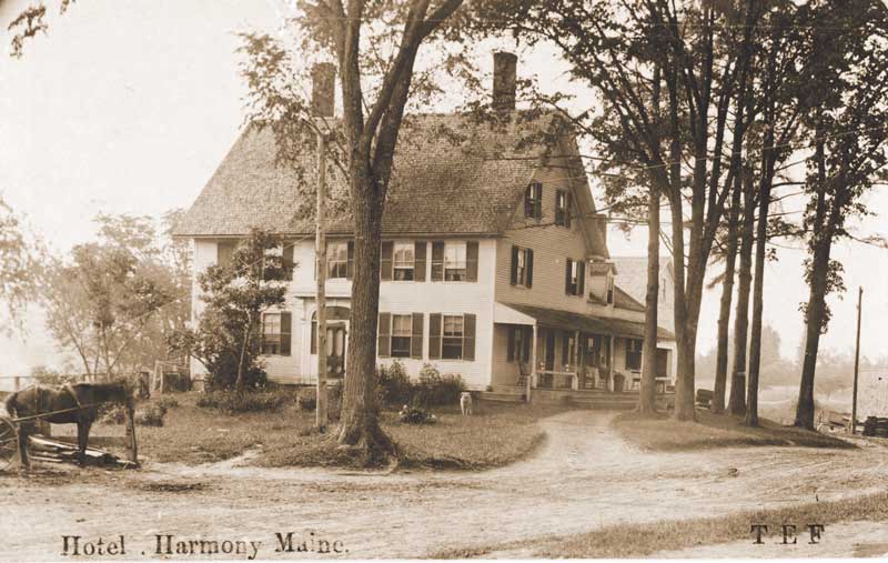 Foss’s postcards capture everyday aspects of life in Harmony, including its hotel. Courtesy of the Maine Historic Preservation Commission